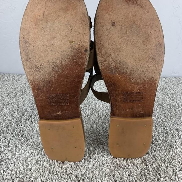 Free People X faryl robin Sandals Womens Size 10 Brown Leather Strappy Toe Loop - Picture 9 of 11